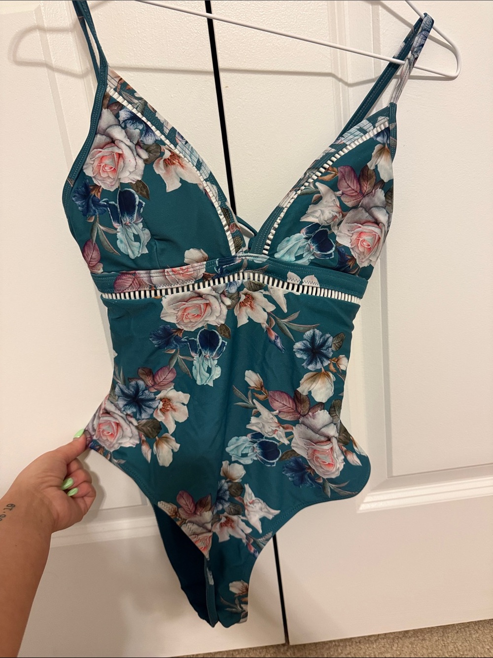 Cupshe Teal Floral One-Piece Swimsuit